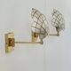 Pair of adjustable vintage wall lights, brass and mother-of-pearl, France, 1980.