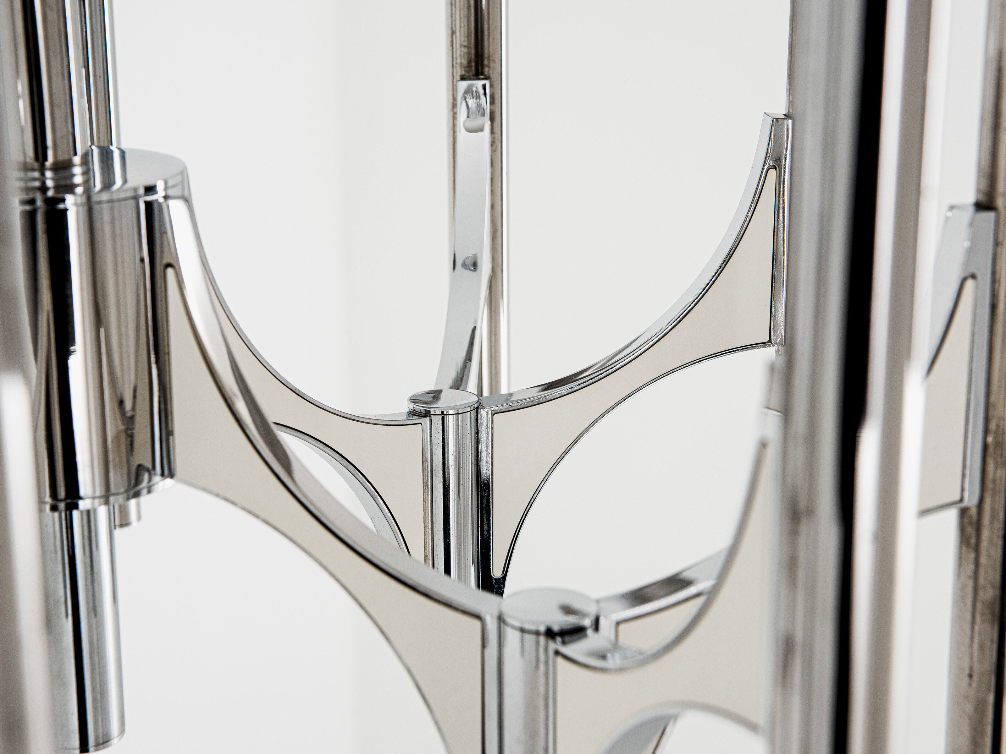 Orbit chandelier in metal and white from Sciolari 1970s