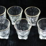 Ensemble 6 verres à liqueur avec filets dorés - Art Déco 1940 certifié