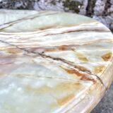 Louis XVI style oval coffee table in onyx and gilt brass