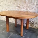 Extendable dining table in solid elm by Maison Regain 1960