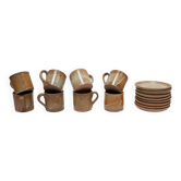 Series of 8 cups and vintage stoneware cups