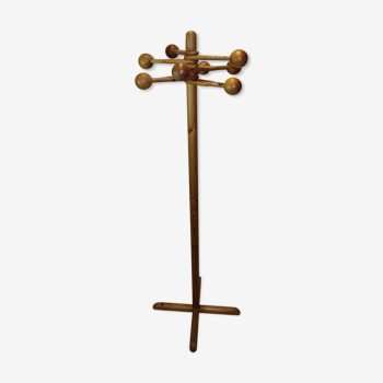 Old coat rack on foot in scandinavian design wood