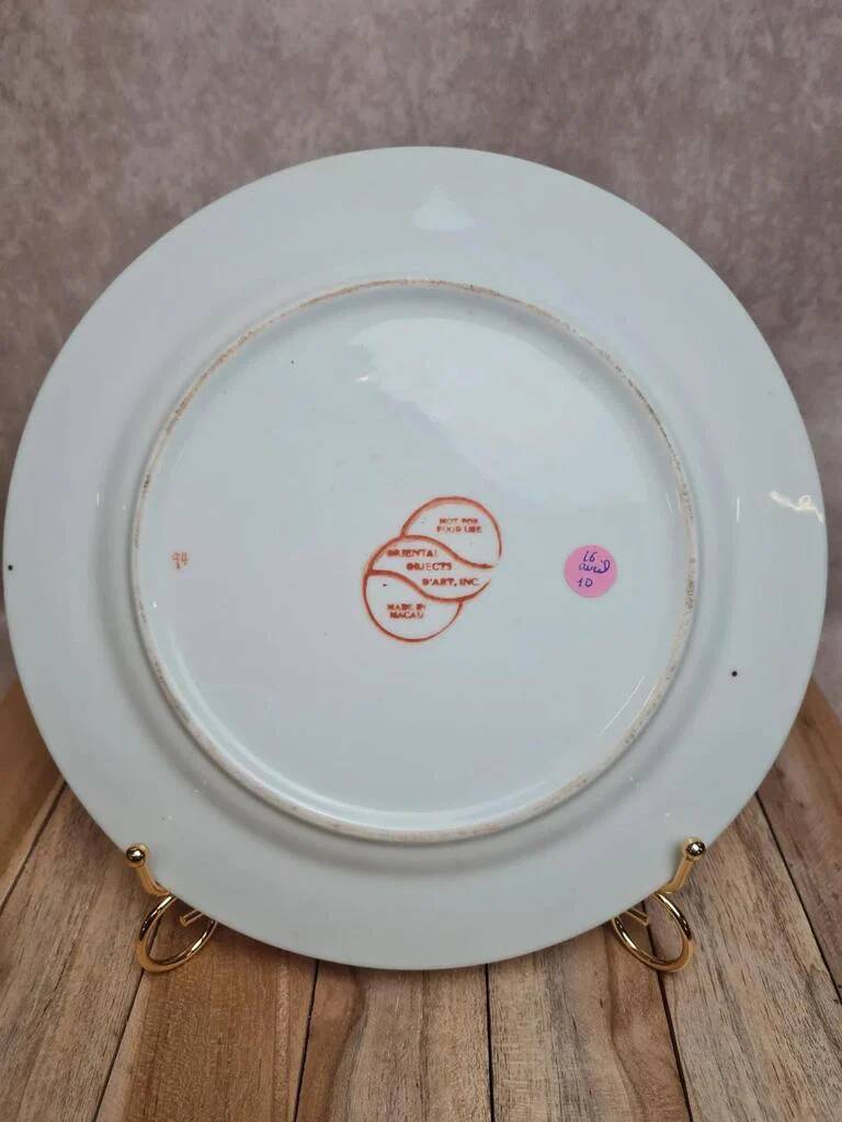 Vintage decorative plate flowers & butterflies – Macao – Oriental Art Objects