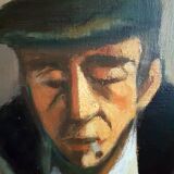 Oil on canvas card player, Bernard Follis