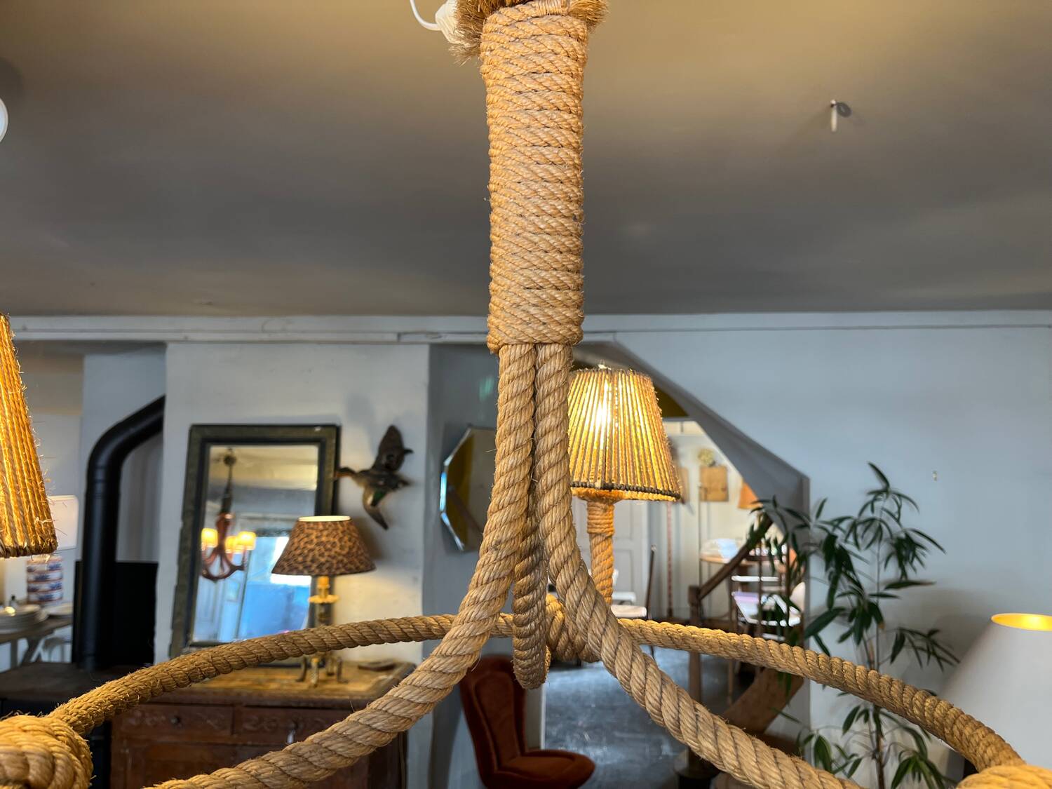 Cord chandelier 1970 Berthes Glasser