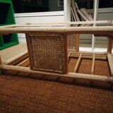 Rattan table and glass