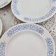 4 assiettes creuses vintage blanches liseré bleu