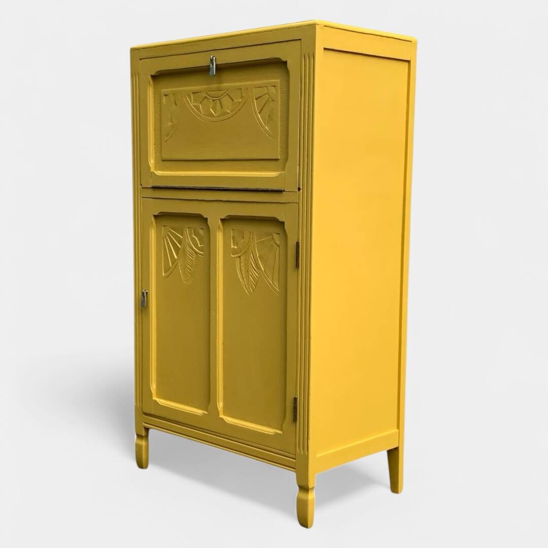 Parisian art deco buffet in yellow ochre