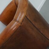 Fauteuil club vintage hollandais en cuir cognac