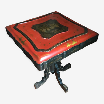 Lacquer coffee table with Asian decoration era Napoleon III