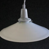 White smooth opaline pendant lamp - comes with porcelain socket, cable and white stand