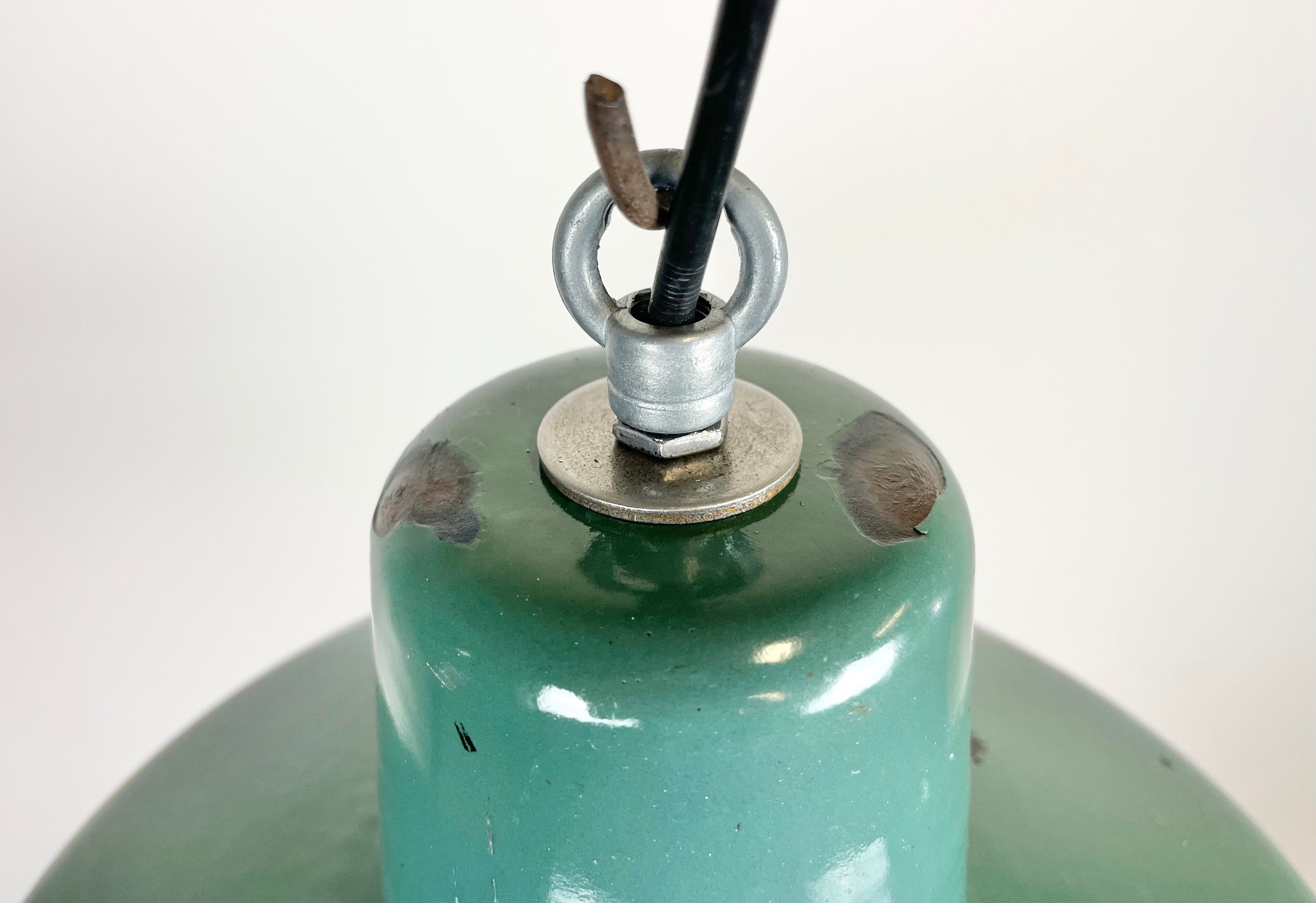 Industrial Green Enamel Pendant Lamp, 1960s
