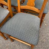 4 chaises landaises à crosses bois massif et tissu gris