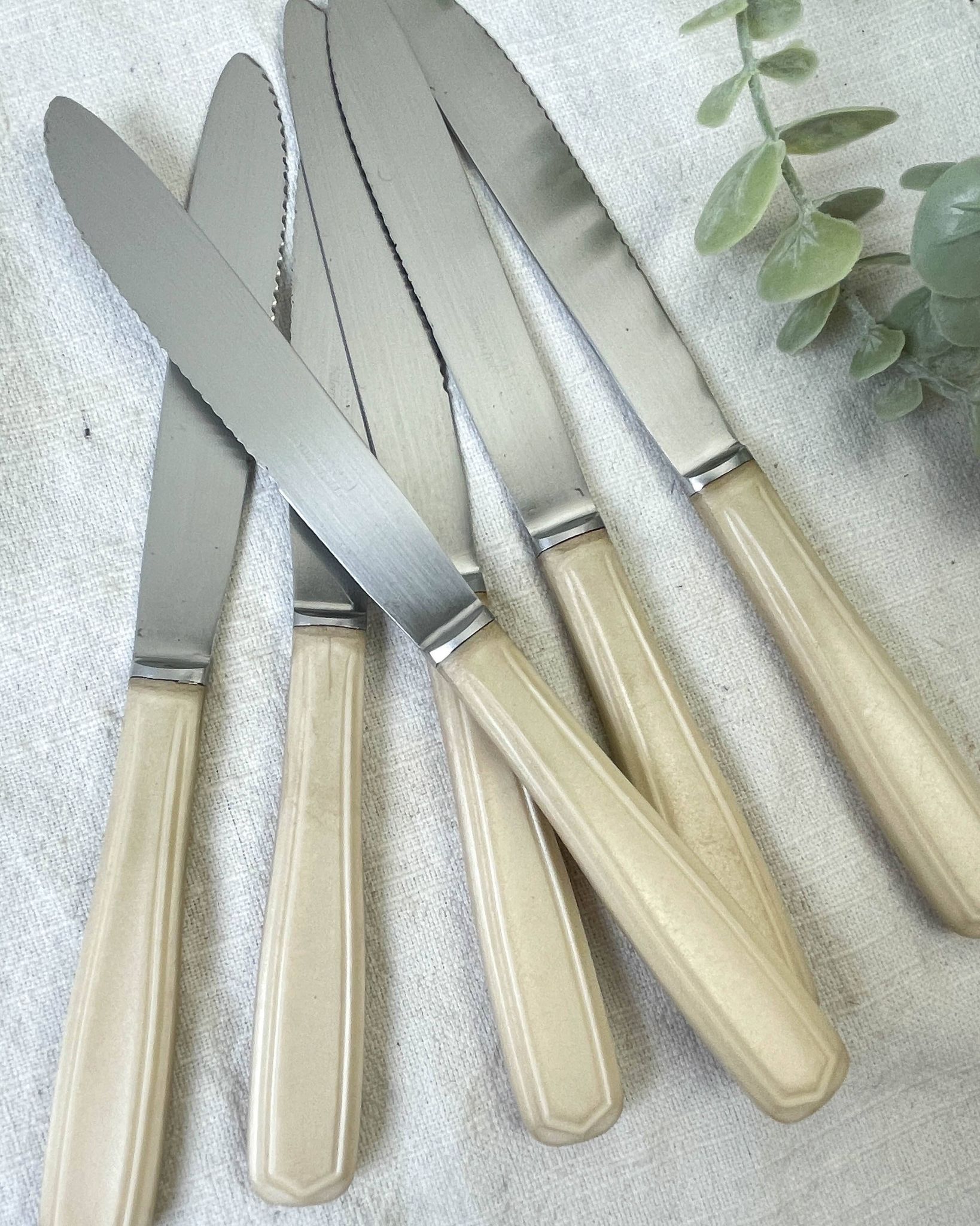 6 vintage Bakelite ivory knives France
