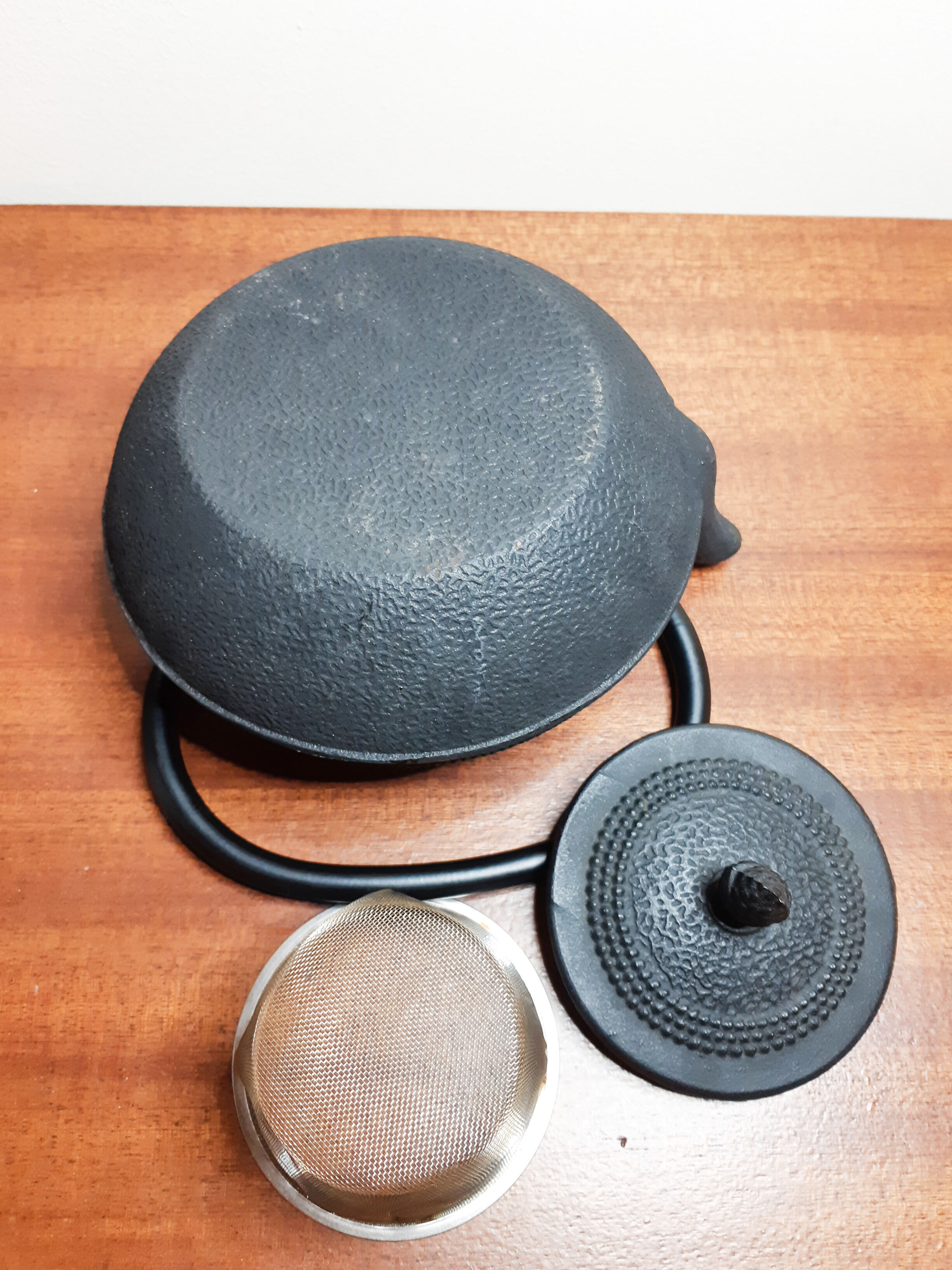 Japanese teapot in black cast iron