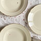 Lot de 3 plats de service plat Villeroy et Boch faïence ancienne couleur beige et dorure ACC-7260