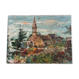 Oil on post-impressionist canvas, landscape