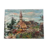 Oil on post-impressionist canvas, landscape