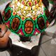 Stained glass mosaic lamp, circa 1980