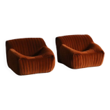 Pair of Cinna Sandra lounge chairs in velvet by Annie Hieronimus, 1970s