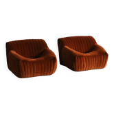 Pair of Cinna Sandra lounge chairs in velvet by Annie Hieronimus, 1970s
