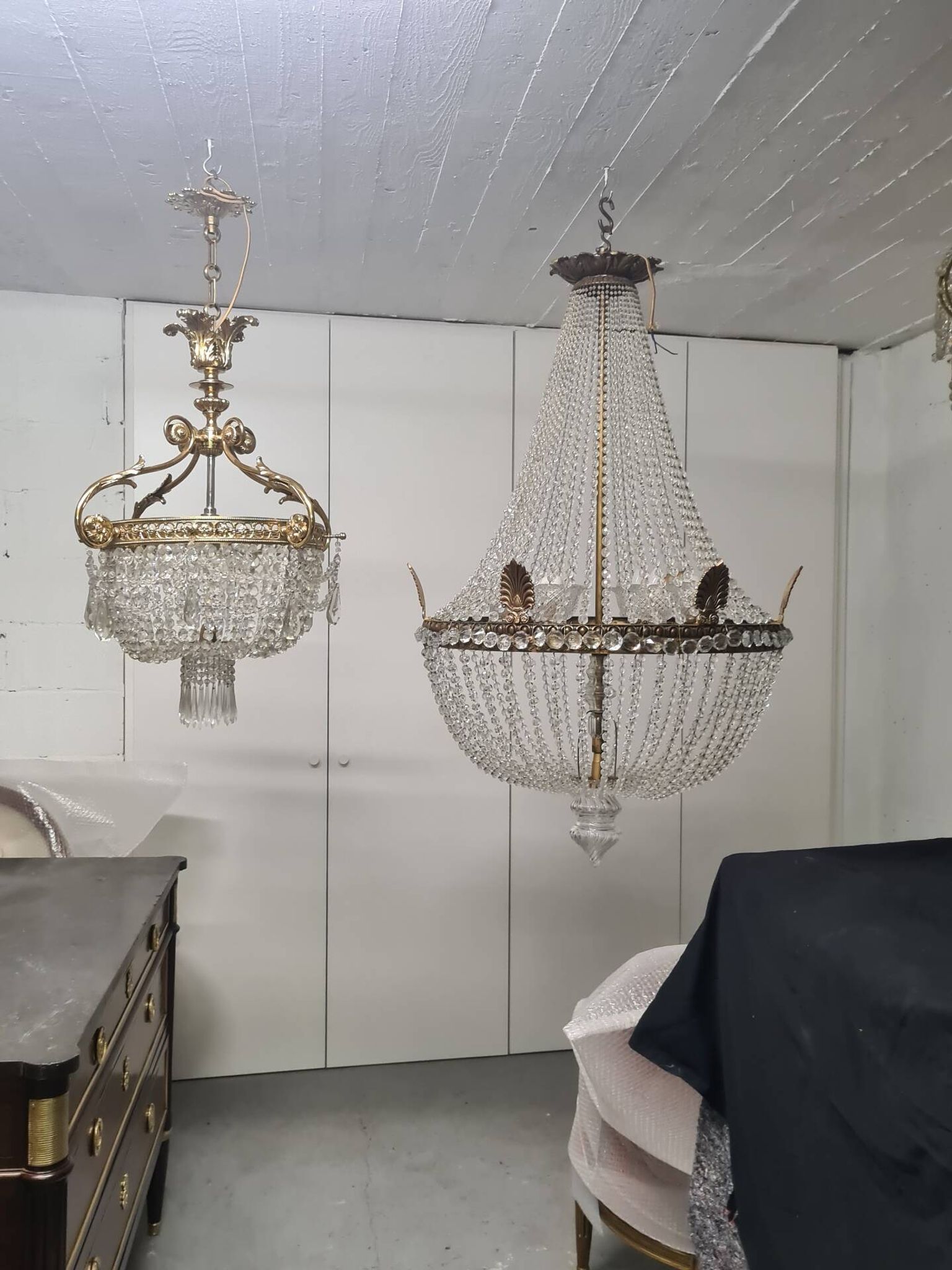 Lustre fin XIXÈME en cristal et bronze