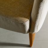 Vintage Swedish Armchair in Wood & Velvet by Kerstin Hörlin-Holmquist 1950s