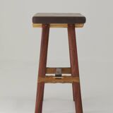 Contemporary handcrafted stool / end table in solid sipo and oak wood