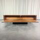 Lowboard moderniste, skaï, bois et inox, 1960