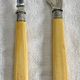 Antique Victorian fish serving cutlery, bone and silver-plated metal