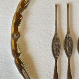Set of 6 lobster forks and tongs, silver plated metal by Silea, circa 70