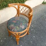 Rattan set table + 2 vintage armchairs 1980