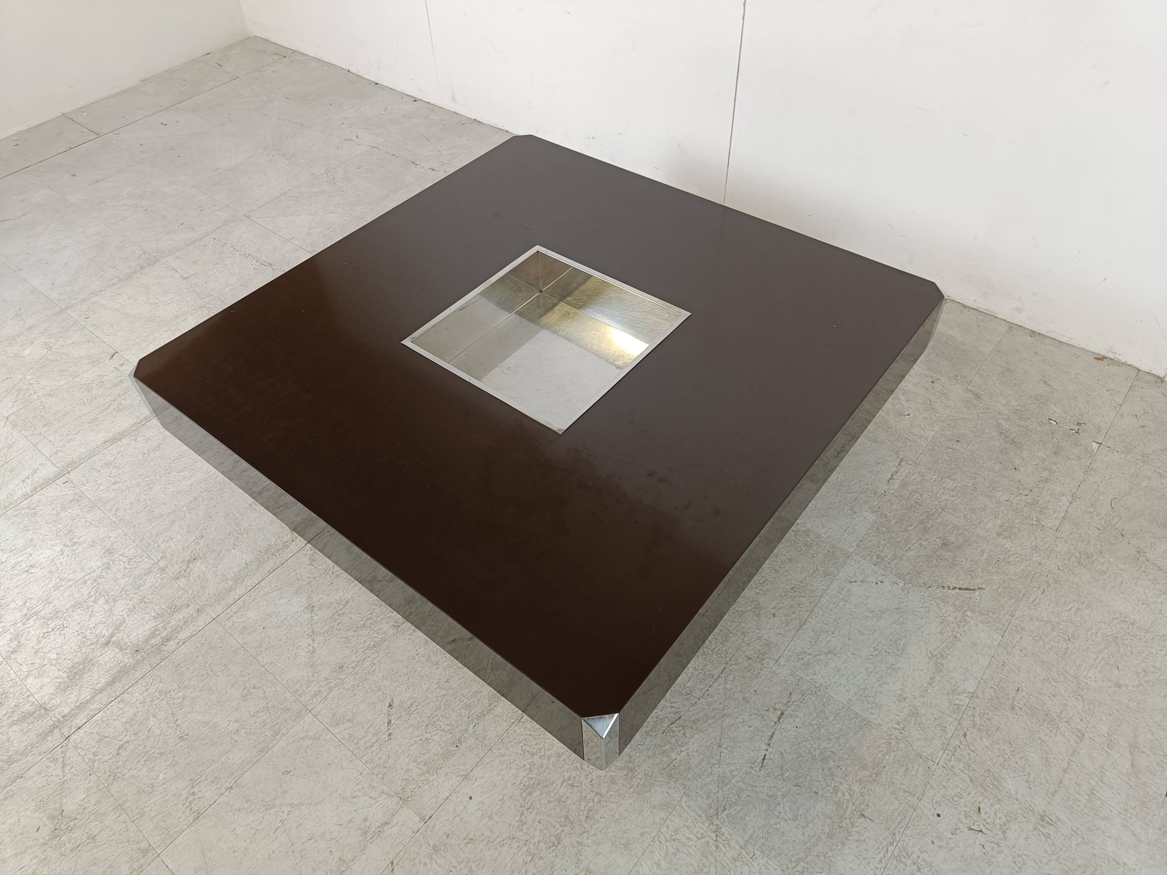 Square Alveo coffee table by Willy Rizzo, 1970s