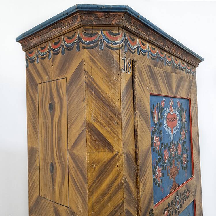 Painted Folk Art Bridal Cupboard