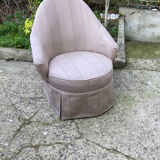 Fauteuil crapaud en toile vintage 1970