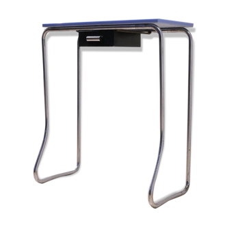 Modernist blue opaline console - 1930s tubular metal