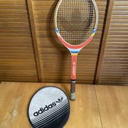 Vintage ADIDAS Cadet Wooden Tennis Racket + Sports Cover #E24