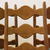 Six vintage 1960s Danish ladderback oak chairs, Henning Kjærnulf brutalist style