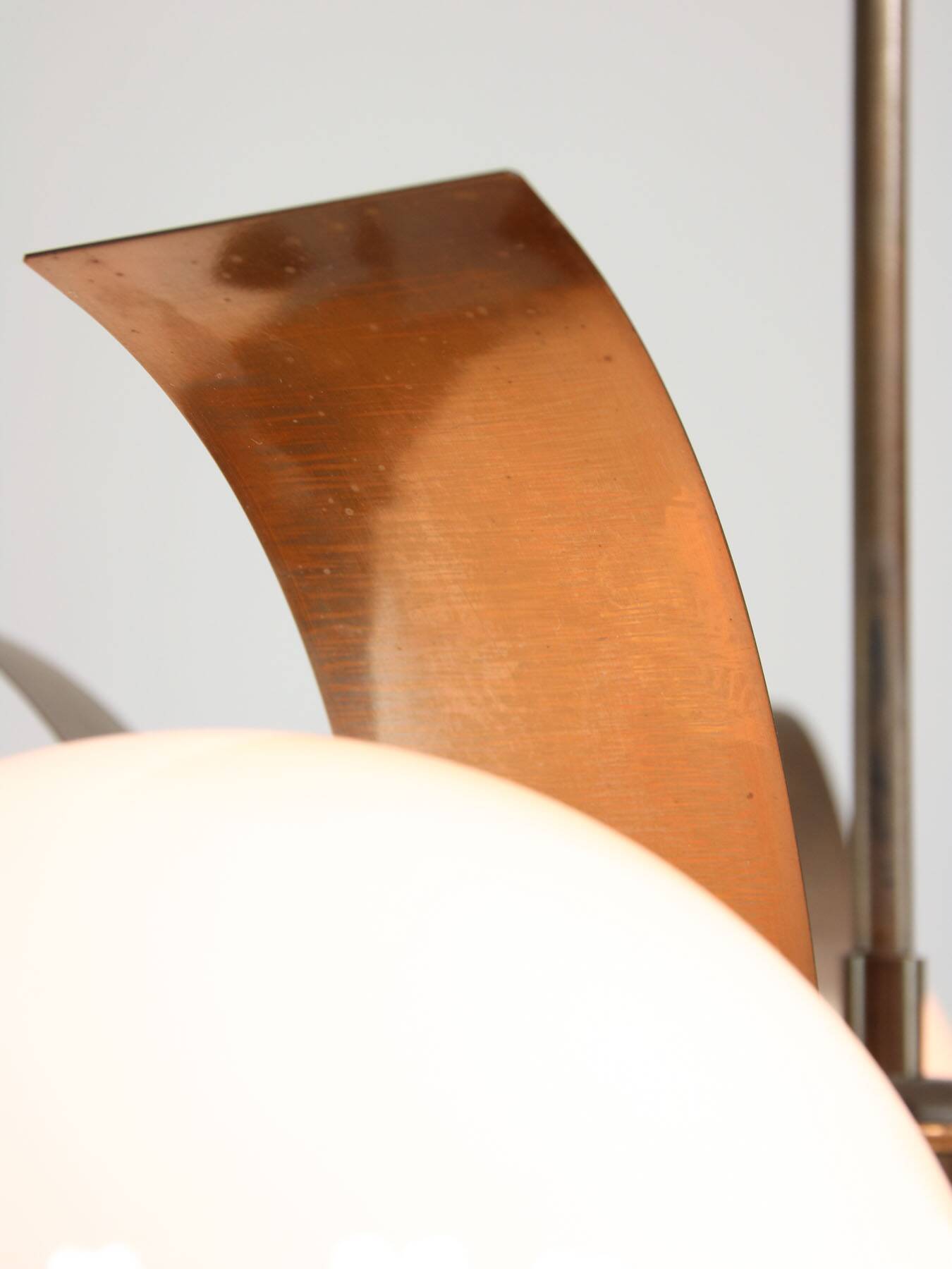 Vintage Italian Copper & Opaline Chandelier, 70s