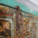 Indian door with frame, hand-painted floral motifs