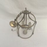Brass lantern and vintage glass electrification in working condition dimension H-60x diameter -20.5