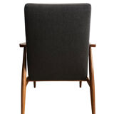 Set of two grey armchairs in kvadrat upholstery by henryk lis, europe, 1960s