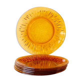 6 flat vintage plate model Soleil, Vereco France