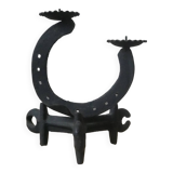 Bougeoir en fonte de ferronnerie fer à cheval chandelier candélabre décoration brutaliste artisanal