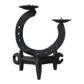 Cast iron ironwork candle holder horseshoe candlestick candelabra artisanal brutalist decoration