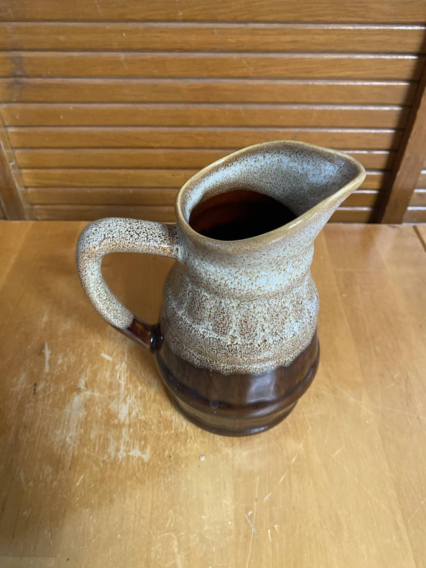 Vintage flamed ceramic barrel-shaped pitcher by revol, 0.5l
