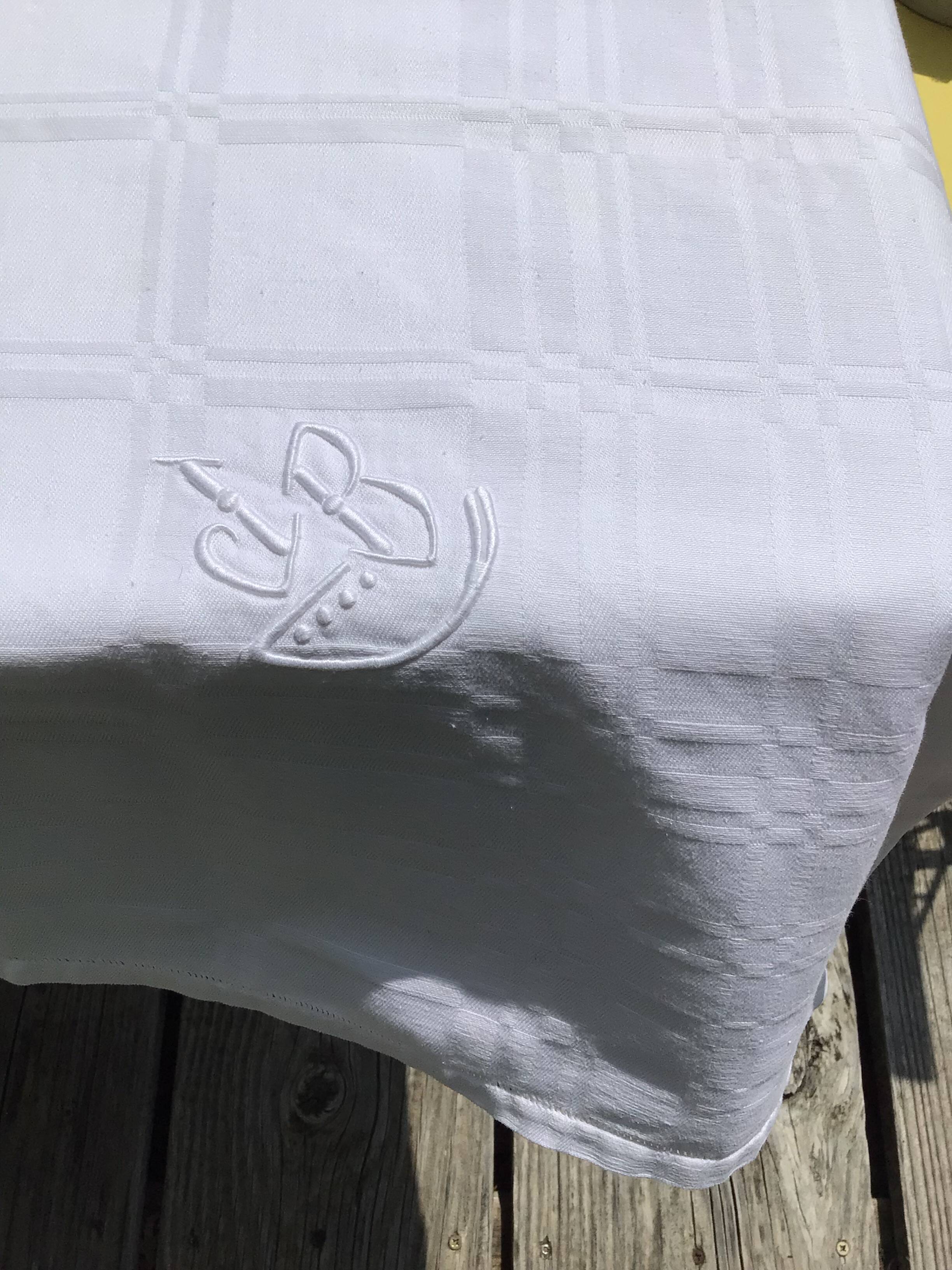 Embroidered square tablecloth JB damask cotton squares