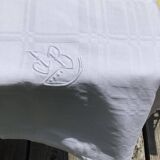 Square tablecloth embroidered JB cotton damask squares