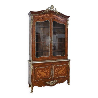 Bibliothèque Deux-Corps en Palissandre et Marqueterie, style Louis XV – Fin